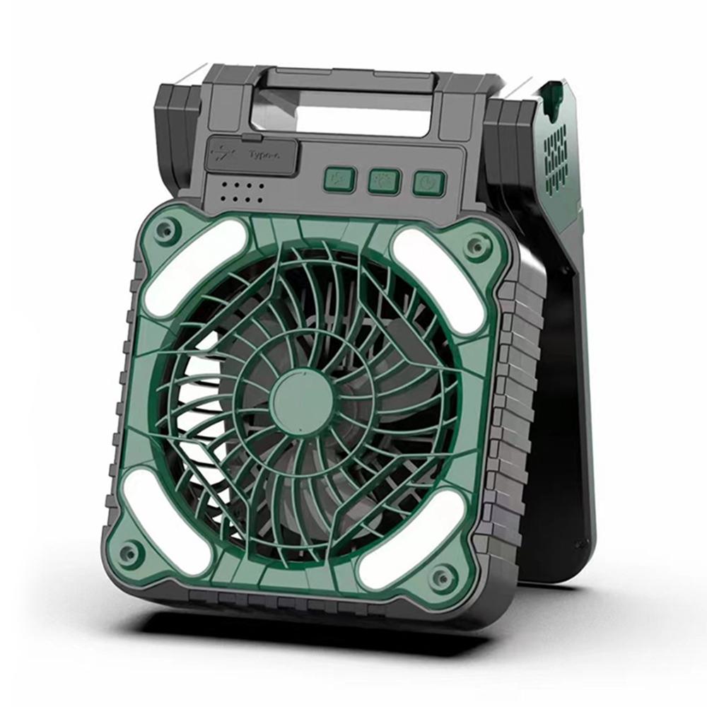 

x99 Solar USB Fan 5200mAh Power Bank Phone Charger with Light for Home Outdoor Camping Blackish Green
