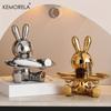  Rabbit Key Storage Ornament Ceramic Material Figurine Ornament Home and Living Room Decoration Item Storage Ornaments