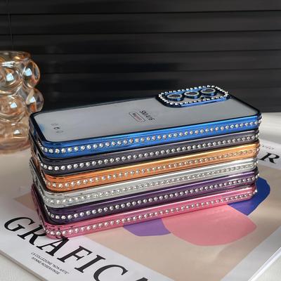 Protector de Lente de Cámara con Borde Brillante HD Transparente Diamante Funda para Teléfono Para iPhone 17 Air 16 15 14 Pro Max Samsung S25 S24 S23 Cubierta Protectora