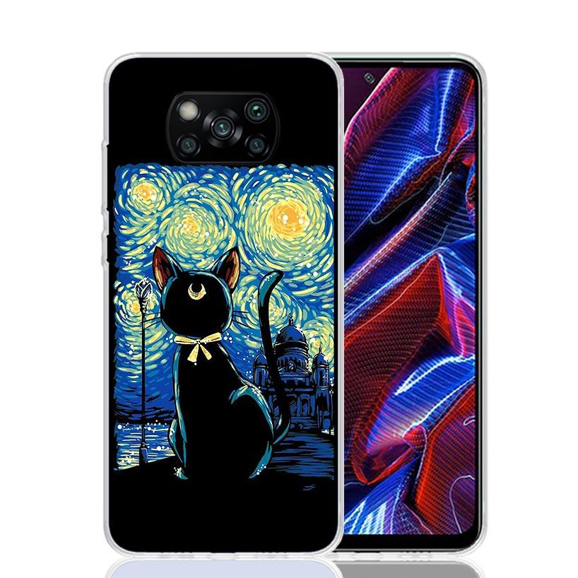 Black Cat Cartoon Cute Case Phone Cover for Xiaomi Redmi Note 10 9 9S 8 8T 7 5 Pro Mi 12T 11T 10T 9T 12 11 Lite A3 A2 Trend Fund