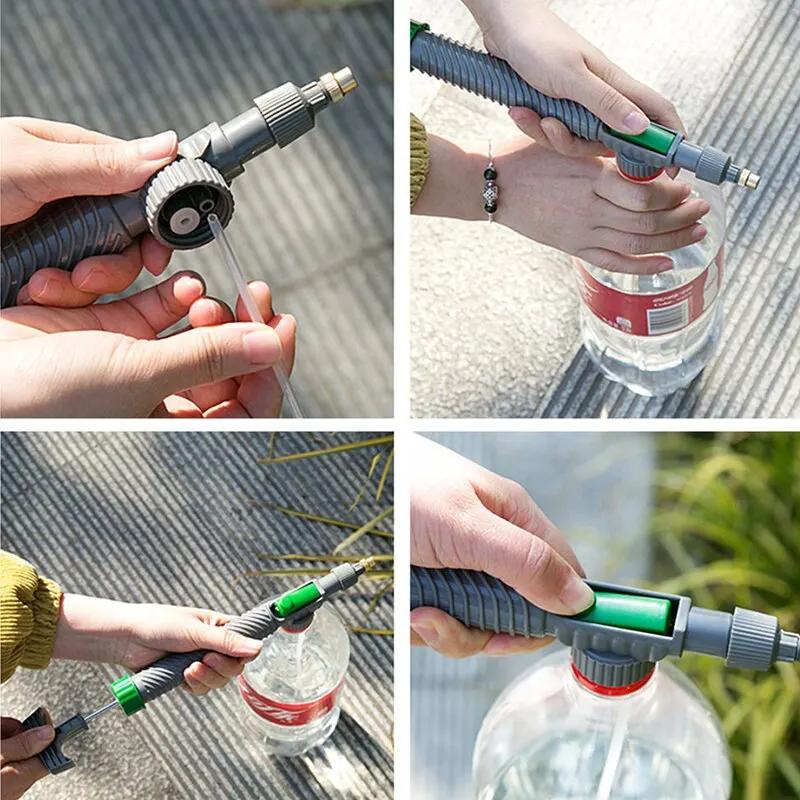 Gartenbewässerungssprüher Getränkeflasche Gießkanne Hochdruck Manuell Druckverstellbarer Sprühkopf Gartenbewässerungswerkzeug