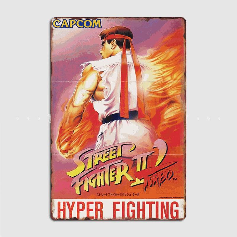 

Street Fighter II Turbo Ryu Hyper Fighting Posters Metal Sign Tin Wall Decor Club Garage Kitchen Room Custom Tin Home Decor 30x40cm(11.8x15.7inch)