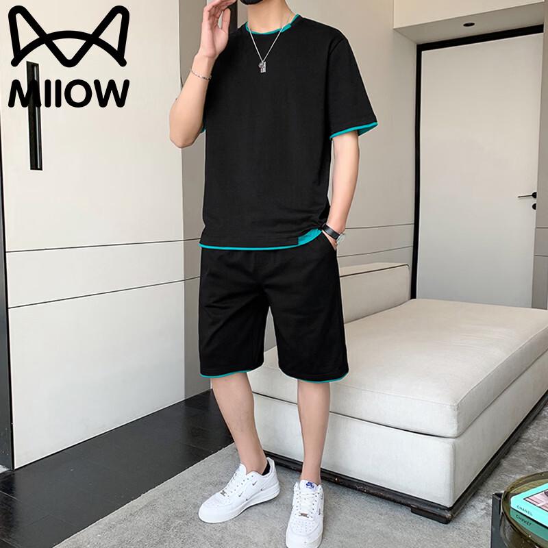 Mao Ren Men s Summer Ice Feel T-shirt & Shorts Set M