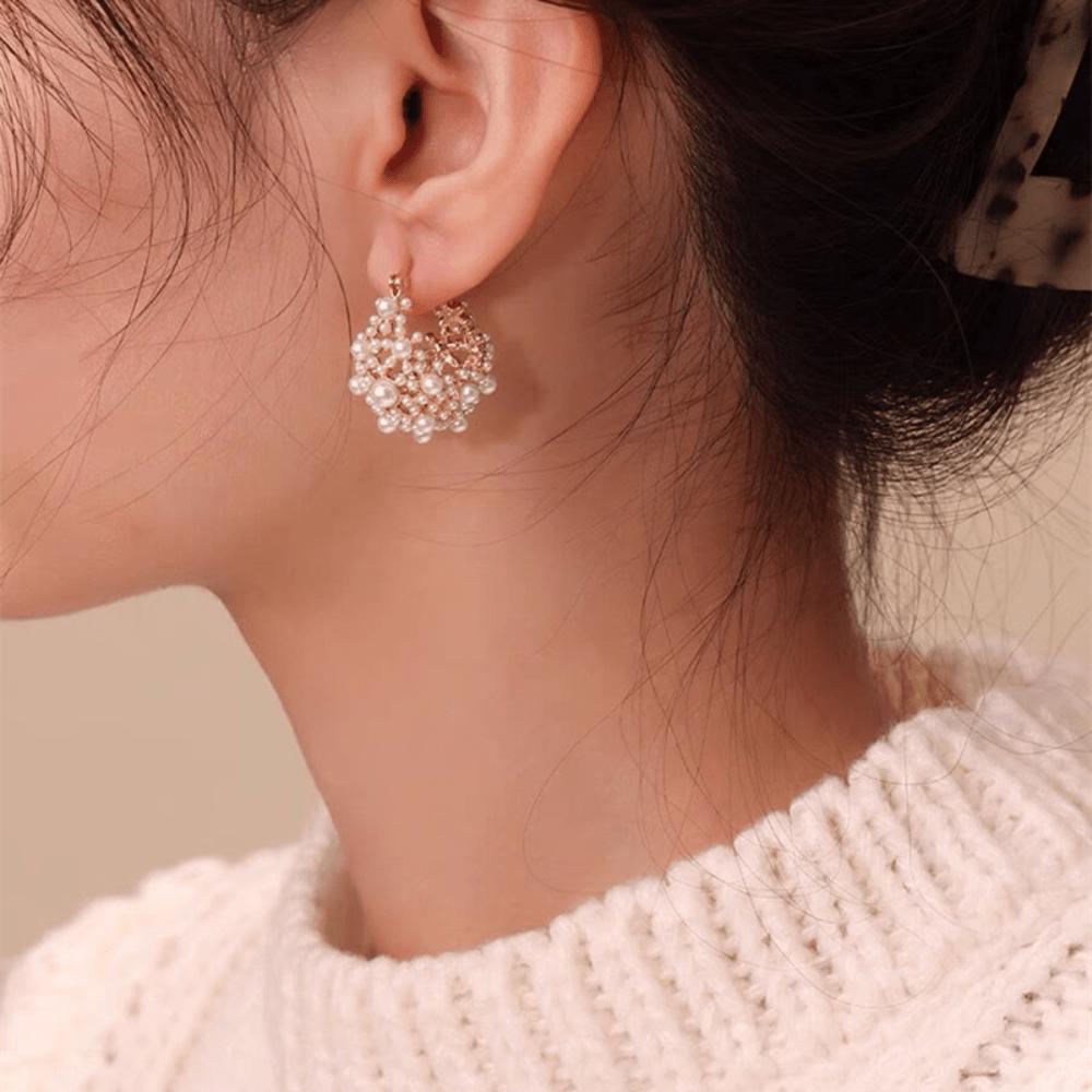 Flower Basket Earrings, Ear Buckles, Femininity, High-end Sense, Light Luxury, Niche Versatile Ear Jewelry