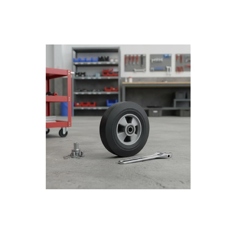 Puncture-Resistant Trolley Wheel Shock Absorbing Firm Rubber Wheel Professional-Grade Hardware Effortless Rolling for Workshop