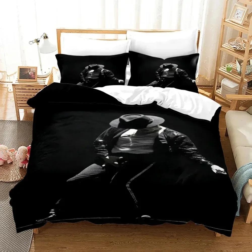3D-gedrucktes Michael Jackson Bettwäsche-Set für Jungen und Mädchen, Einzel- und Doppelbettgröße, Bettbezug, Kissenbezug, Bett für Kinder und Erwachsene, Heimtextilien