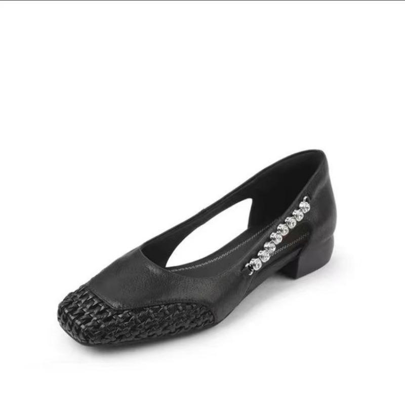 New retro style thick heel hollow hole breathable shoes women's summer versatile ladyshoes beautiful sandals