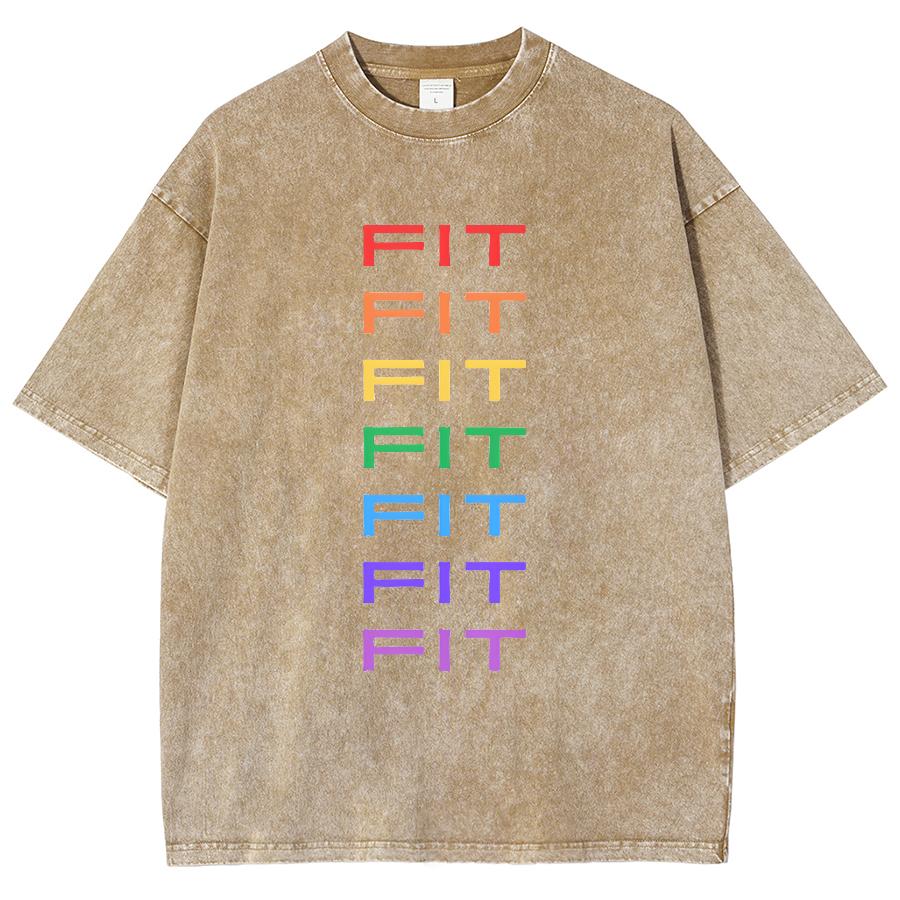 Pure Letter Print Women's Cotton T-Shirt Washed Denim Loose Oversized Mid Sleeve Casual Vintage Top Tee