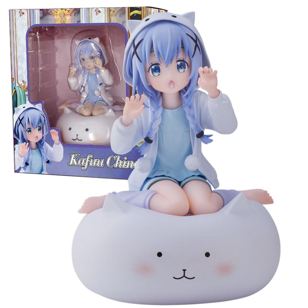 16CM Kafuu Chino Anime Is The Order A Rabbit Kneeling Position Desktop Golf Model Toy Gift Collection Ornaments Crafts PVC