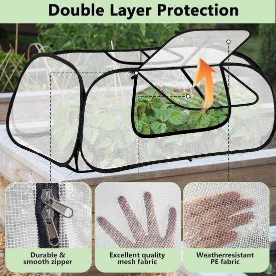 Yousheng Collapsible Plant Greenhouse Plants Pop-Up Mesh Cover with Side Window Planter Box Protector Cage for Raised Beds Fruits Vegetable Rows