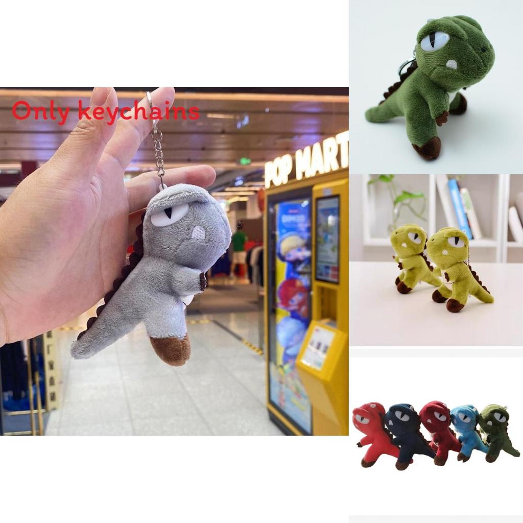 Dinosaur Plush Toy Keychain With Silver And Gold Chain For Kids And Collectors
