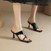 New Summer Stiletto Sandals for Women Fashion Square Toe Hollowed-out Line with Anti-slip Wear-resistant High Heels