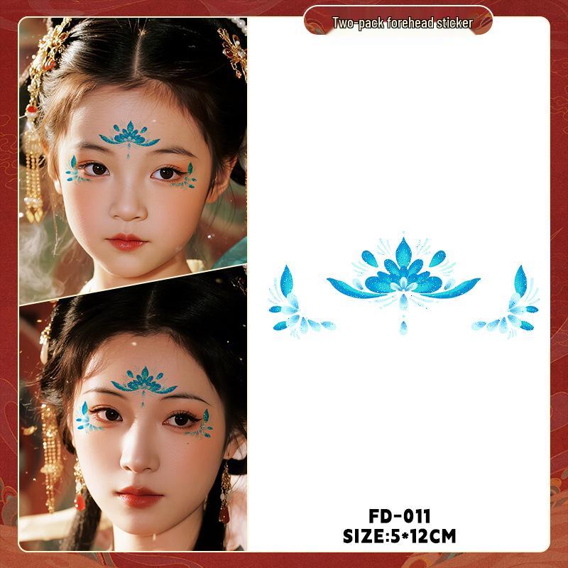 Dunhuang Glitter Face Stickers: Ancient Style Forehead & Eye Tattoos for Hanfu and Stage Performance
