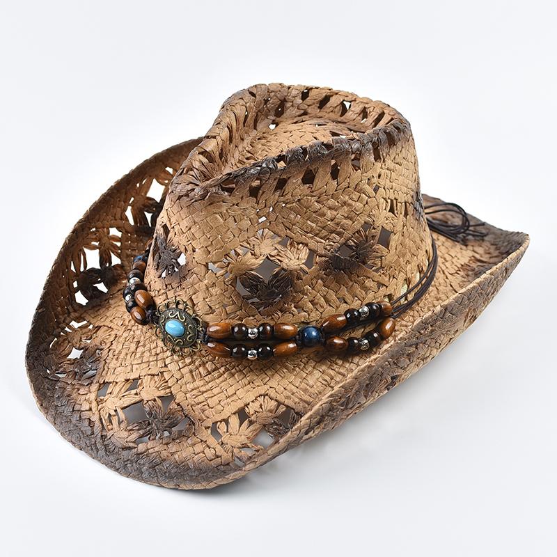 Panama Soft Handmade Cowboy Straw Hat Summer Men Women Hollowing Out Beach Hats Outdoor Travel Sun Protection Hat
