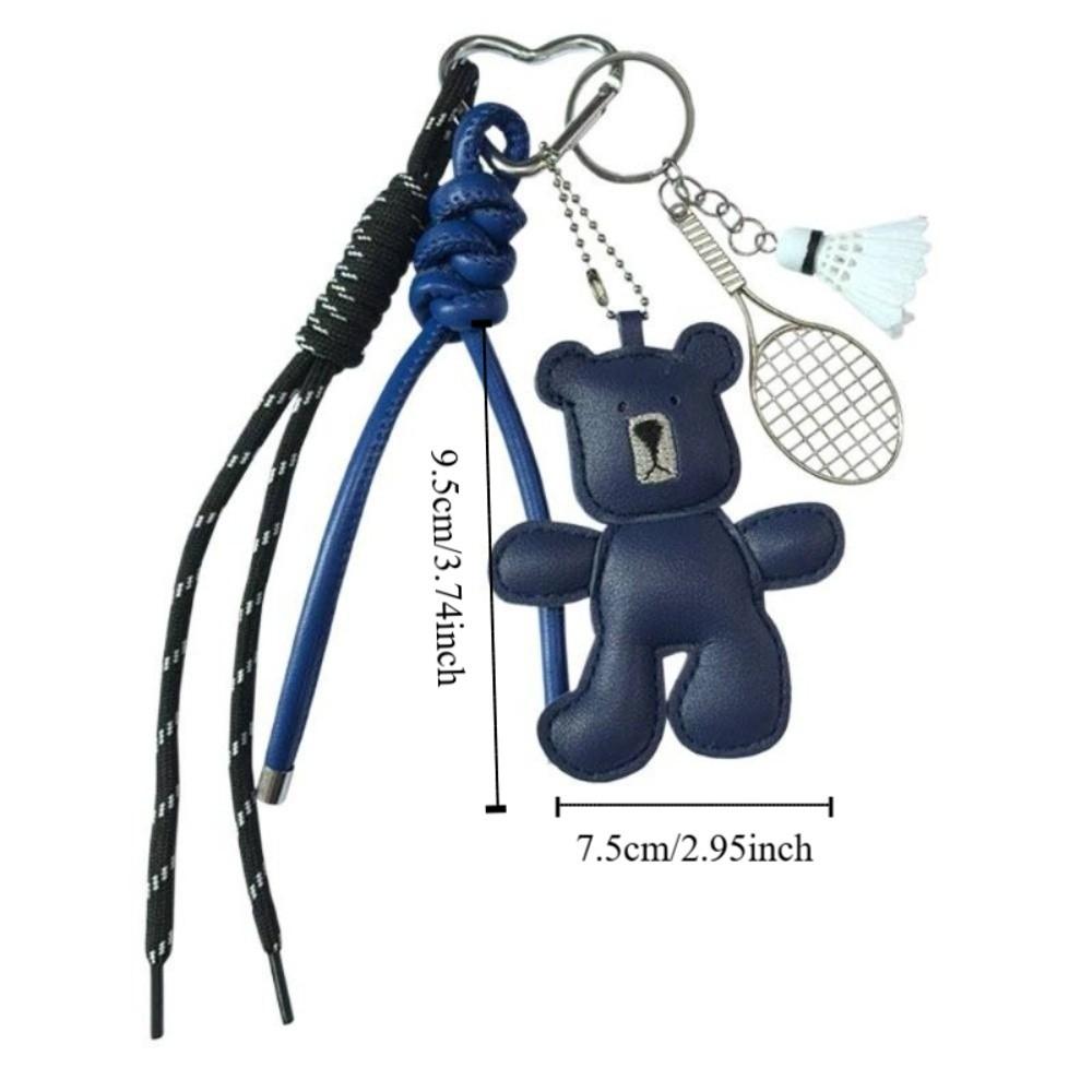 Cartoon Leder Tasche Anhänger Geflochtenes Seil Kleiner Bär Tasche Hängend Bär Schläger Schlüsselanhänger Freundschaft