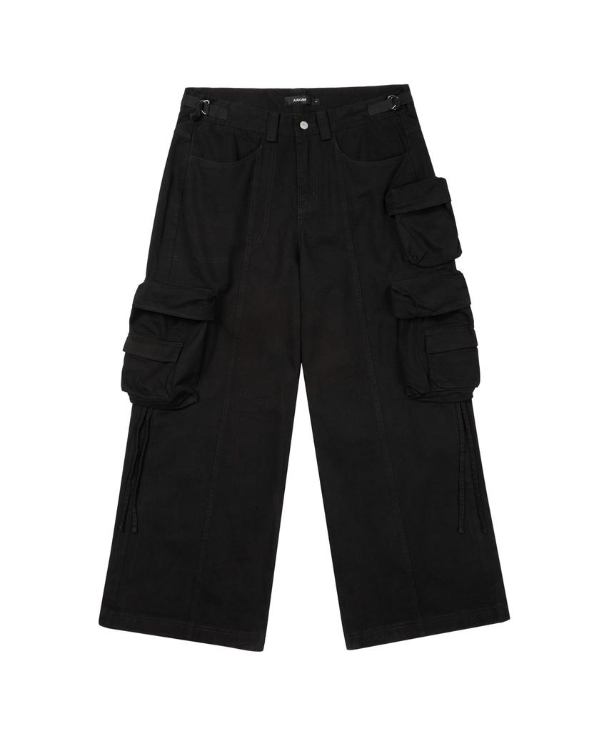 AAKAM Heavy Cargo Shirring Pants (Black)