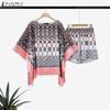 ZANZEA Ethnic Print Casual Blouse and Shorts Summer Two Piece Suit Sets