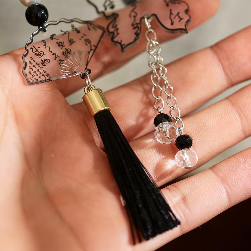Calligraphy Fan Ring Butterfly Style Retro Vintage Phone Link Decoration Bag Pendant For Daily Elegant Bag Hanging Accessories