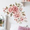 Watercolor Pink Romantic Rose Flower Leaves Bedroom Headboard Wall Decoration Wall Stickers