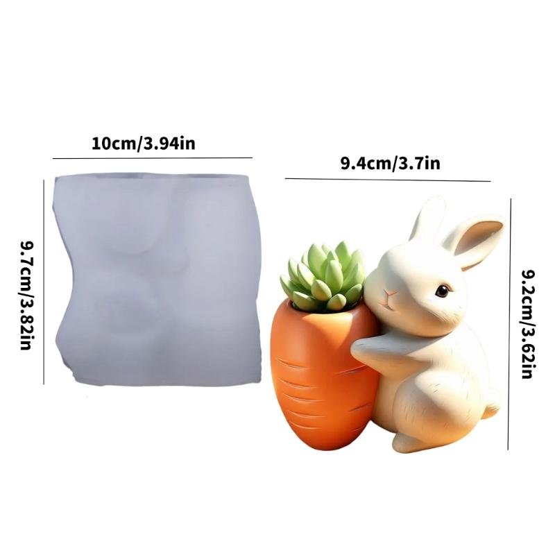 Creative Rabbit Silicone Casting Mold Carrot Planter Mold Craft Projects Decorative Resin Art Supplies Gift For Makers