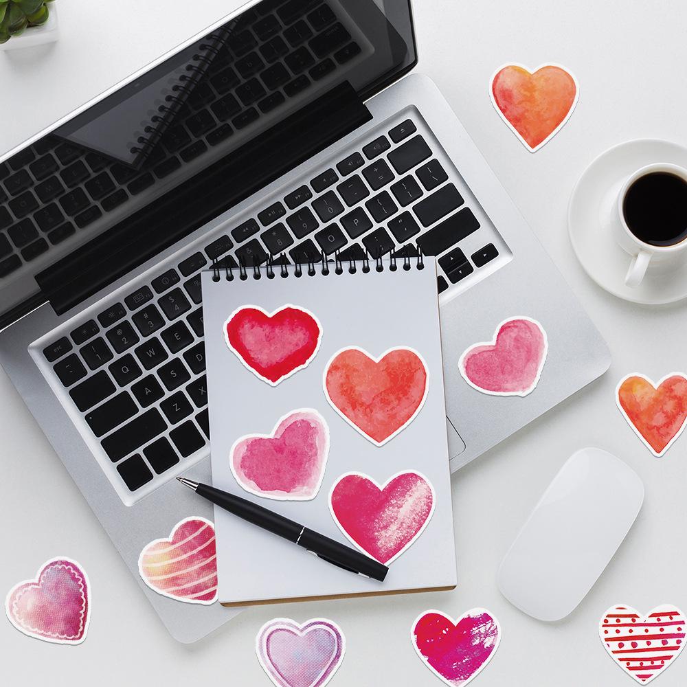Valentine's Day Heart Graffiti Stickers: 50/100 Waterproof Decorative Stickers for Water Bottles & Computers