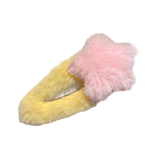 4Pcs Hairpin Plush Star Shape Bang Hair Clamp Kids Warm Autumn Winter Hair Clip Firm Hold No Scratch Hair Accessory