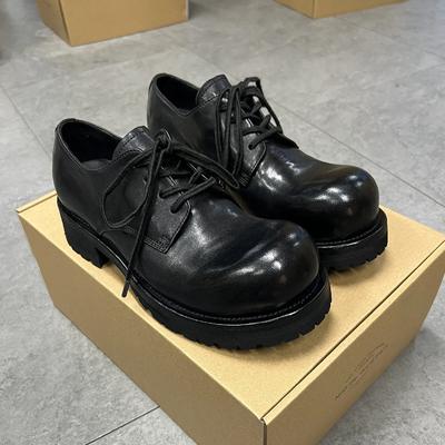 Brand Design Big Head Derby Shoes New British Style Lace-up Casual Leather Shoes Block Heel Heightening Single Shoes Sneakers