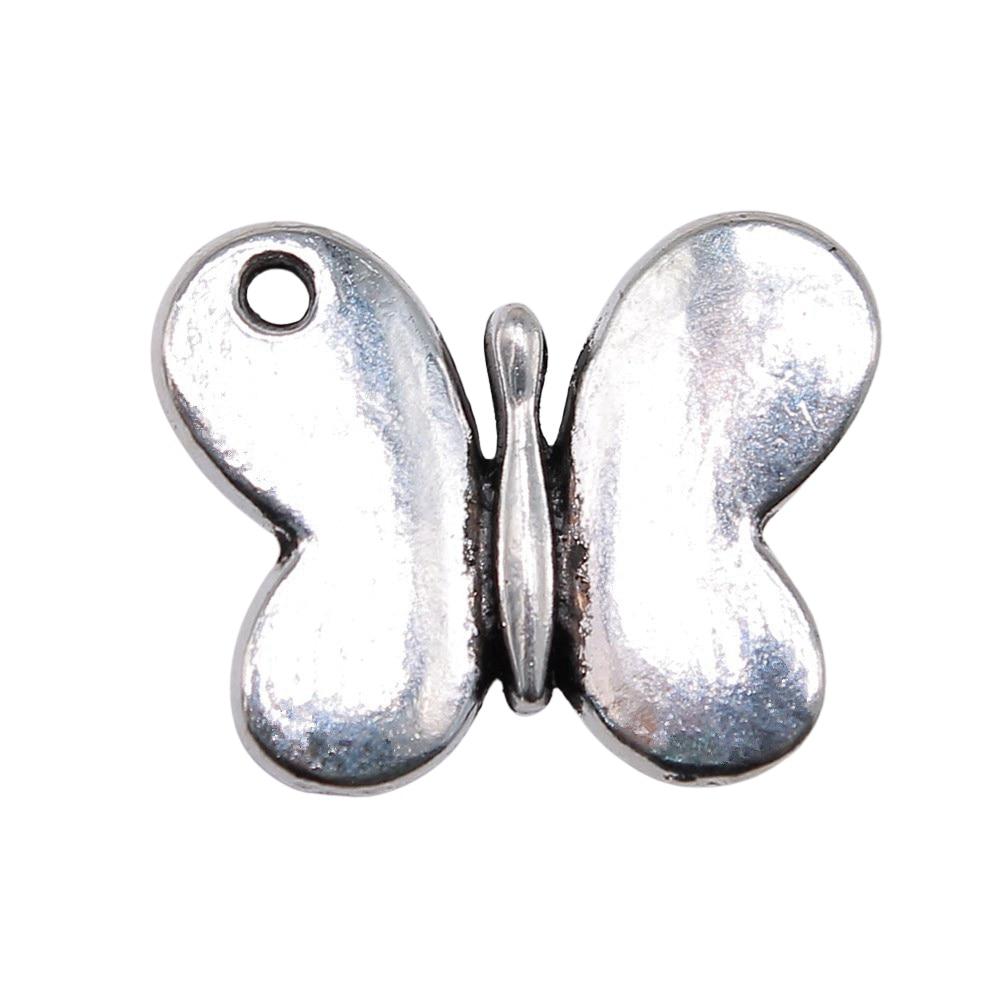 

10шт бабочка Шармы Шармы Античное серебро Цвет Цинковый сплав 22X18mm