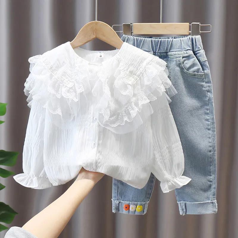 Girls' Spring Suits Children's Girls Babies Children's Spring Solid Color Printing Casual Two-piece Suit