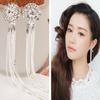 B196 Rhinestone Tassel Earrings: Korean Fashionable Diamond-Inlaid Round Drops for Women
