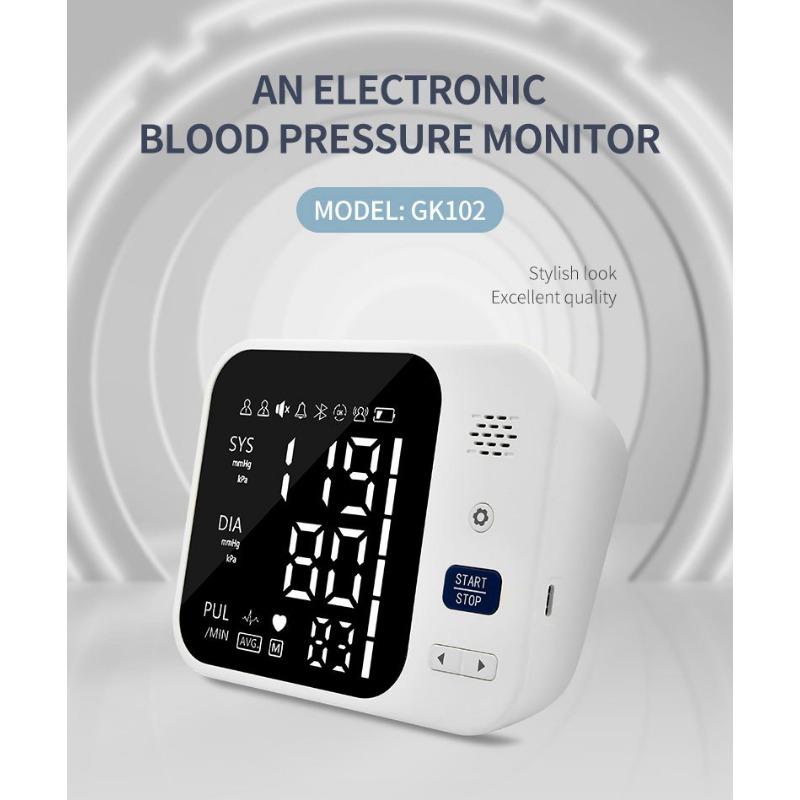 GK102 Blutdruckmessgerät Oberarmtyp Haushalts-Blutdruckmessgerät mit Sprachausgabe intelligentes Blutdruckmessgerät