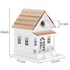 Outdoor Decorative Wooden Birdhouse – Handmade Miniature Villa Style, Blue Roof, Porch and Balcony – Garden or Backyard Wild Bird Decoration