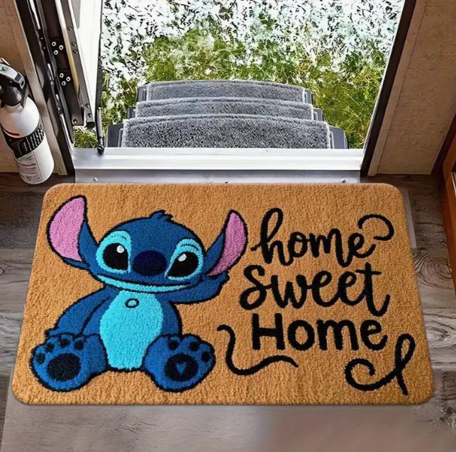 

1pc Stitch The Movie Welcome Doormat Non-Slip Vibrant Floral Design Machine Washable Easy Clean Home Decoration Children Carpet 50X80CM