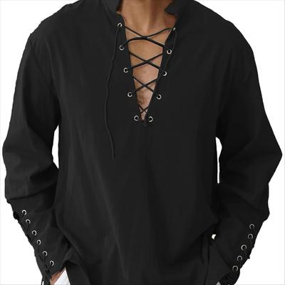 Chemise Viking Homme Chemise Renaissance Chemise Pirate Homme Manches Longues Costume Cosplay Halloween, Chemise Décontractée Quotidienne