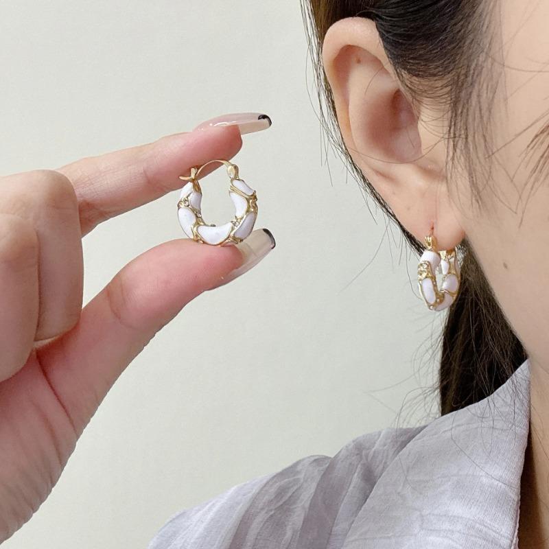 Stainless Steel Hoop Earrings for Women Girls Trendy Elegant Enamel Color Ear Loops Wedding Accessories Creative Jewelry Gifts