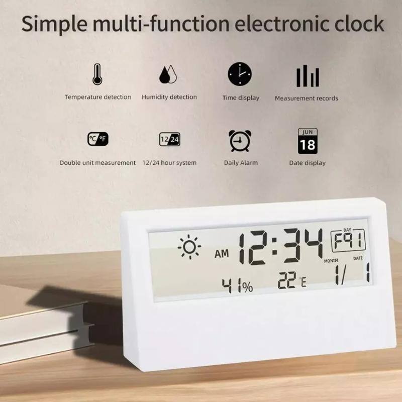 Large Display Indoor Desktop Thermometers Hygrometer with Time Display Temperature Meter Weather Stations