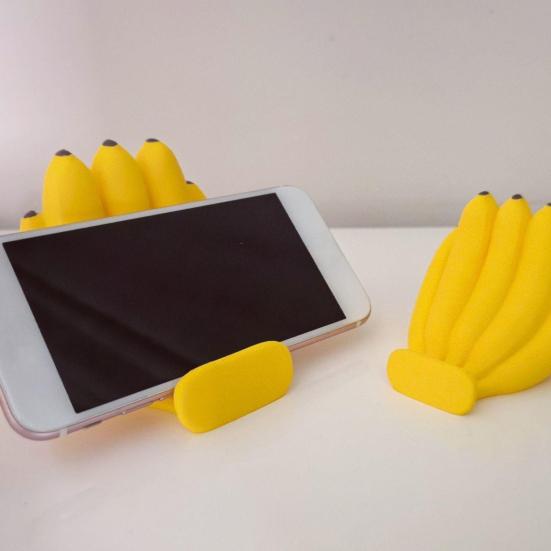 Cute Banana Gadget for Desk Phone Stand, Fun Desktop Holder, 3D Printed Decorative Cell Cradle Creative Ornament, Stress Relief Gift Home Office