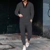 2 Pcs/Set Sports Zipper Stylish V Neck Fitness Top Sweatpants Suit Men Tracksuit