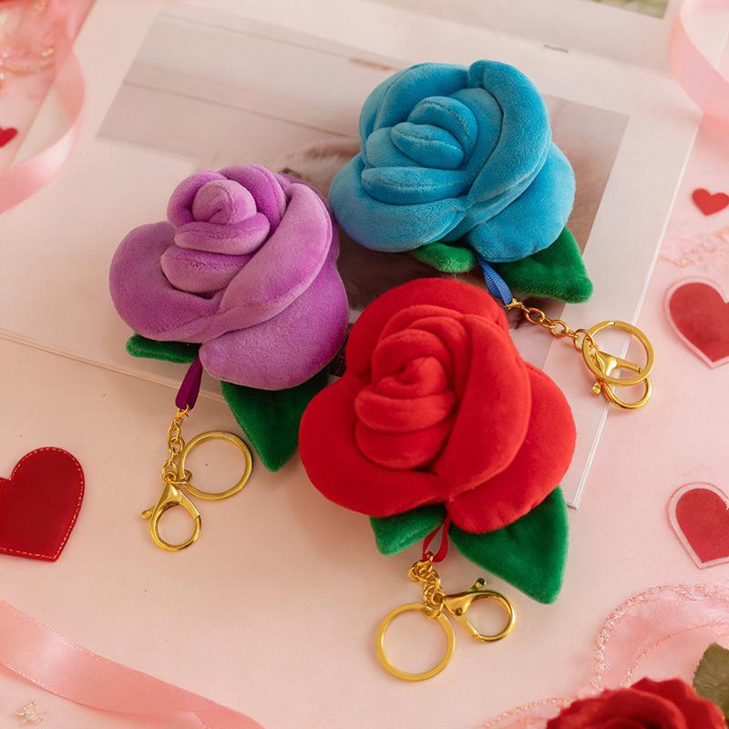 Portachiavi con Ciondolo Fiore di Rosa Colorato - Regalo Creativo di San Valentino per la Fidanzata
