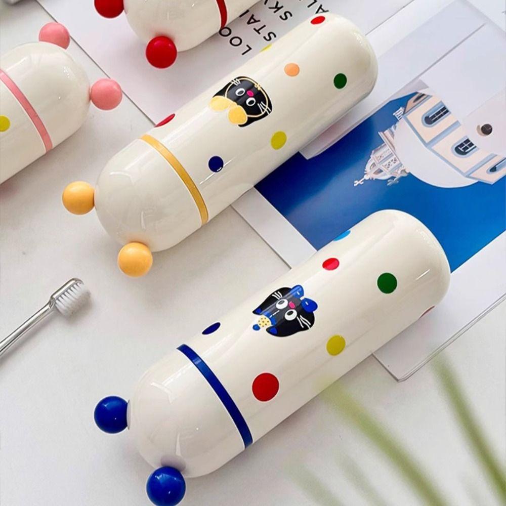 Dopamine Travel Toothbrush Case Cat Pattern Wash Cup Rinsing Cup Toothbrush Storage Box  Bathroom