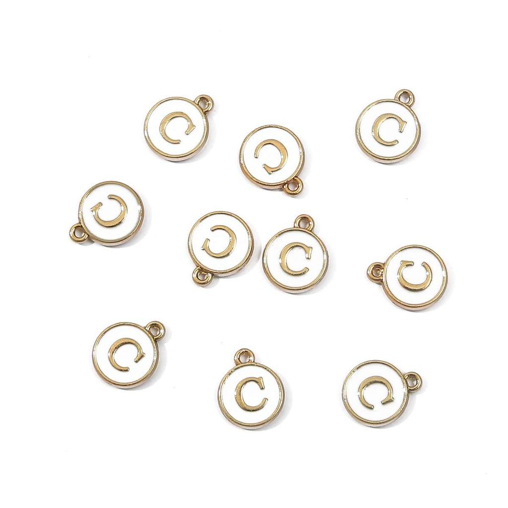 10 Uds. De dijes de letras en inglés esmaltados de Metal, colgante para fabricación de joyas DIY, accesorios para collares y pulseras