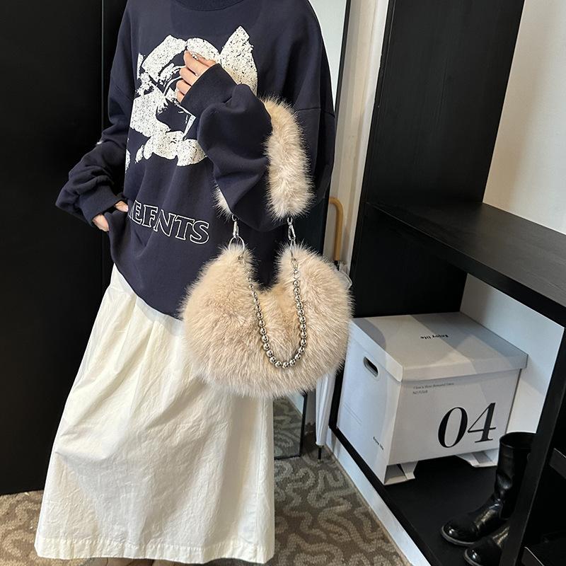 Mao Mao Bag Fashion Shoulder Bag Chain Messenger Bag Commuter Underarm Bag Plush Handbag Bag