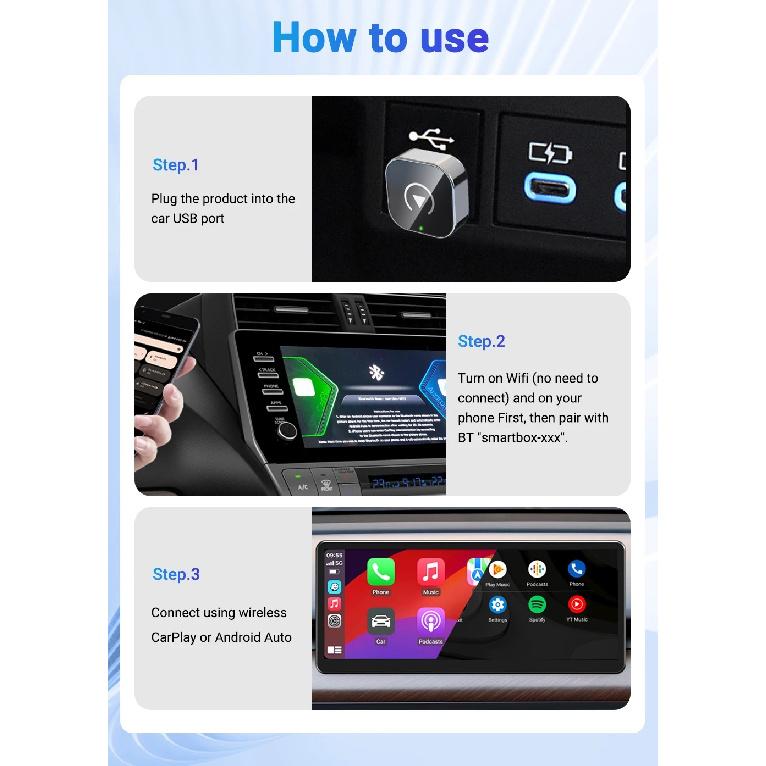 2026 New 2in1 Wired to Wireless CarPlay Adapter, Android Auto Dongle, High-Quality Car Accessory Smart Box 5GHz WiFi Type-C/USB