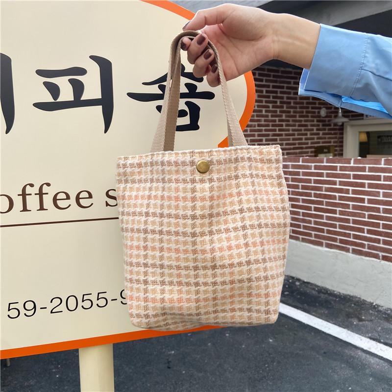 Chic Soft Leather Bento Bag Fresh Japanese Style Ins Korean Trendy Handbag With Cute Plaid Design