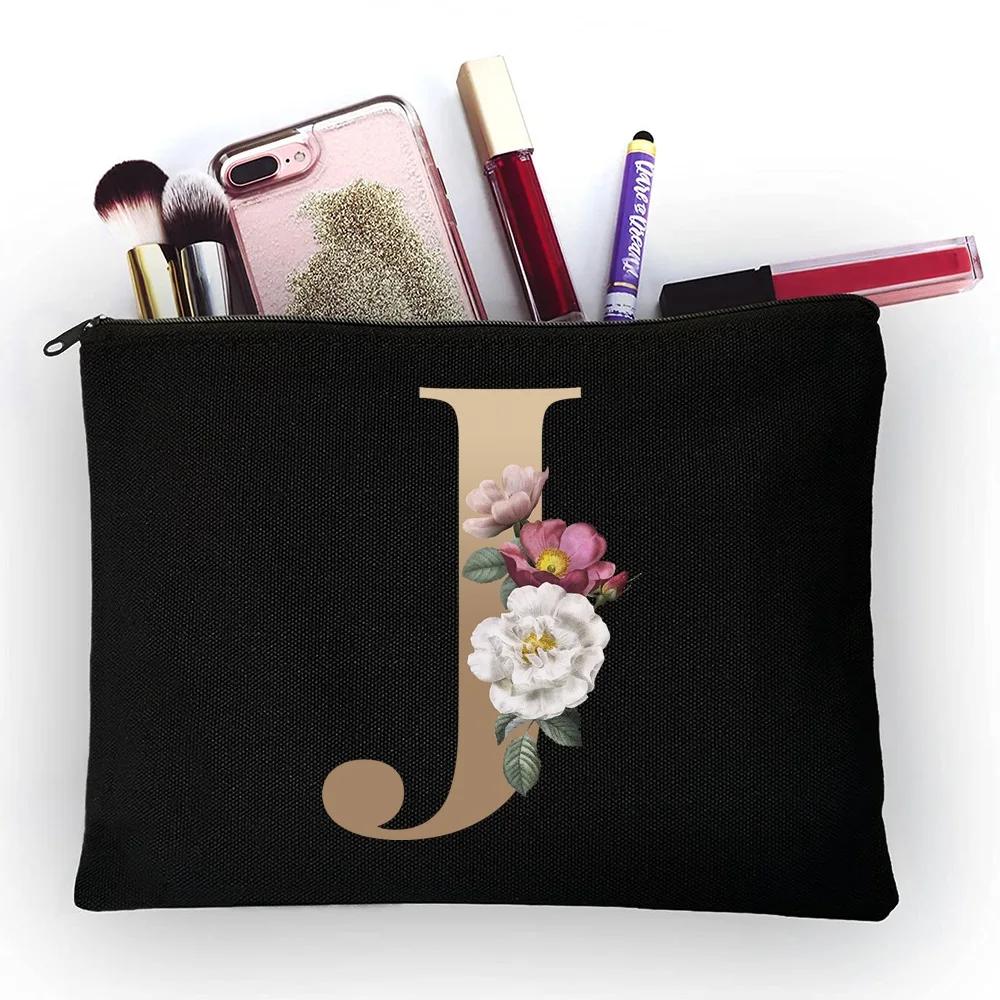 Girl Makeup Bag Golden Letter Pattern Classic Organizer Bag Pouches for Travel Bags Pouch Women's Cosmetic Bag