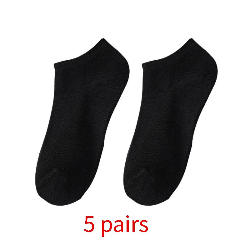 

5 Pairs Women Ankle White Black Socks Women Socks Breathable Sports Socks Solid Color Boat Socks Comfortable Polyester Socks 5 pairs чёрный