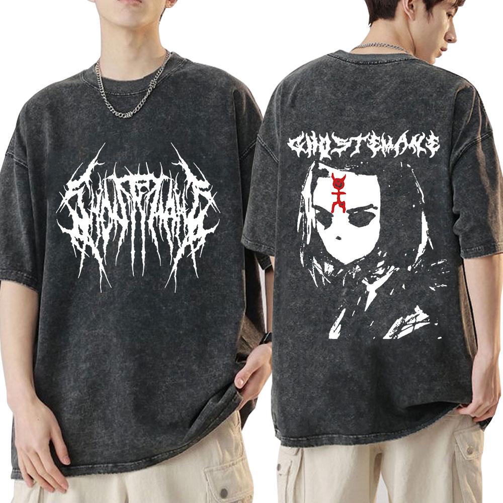 

Футболка Ghostemane с двухсторонним принтом и потертостями для мужчин и женщин, модные футболки в стиле «металл-рок», винтажная, состаренная, уличная одежда XL