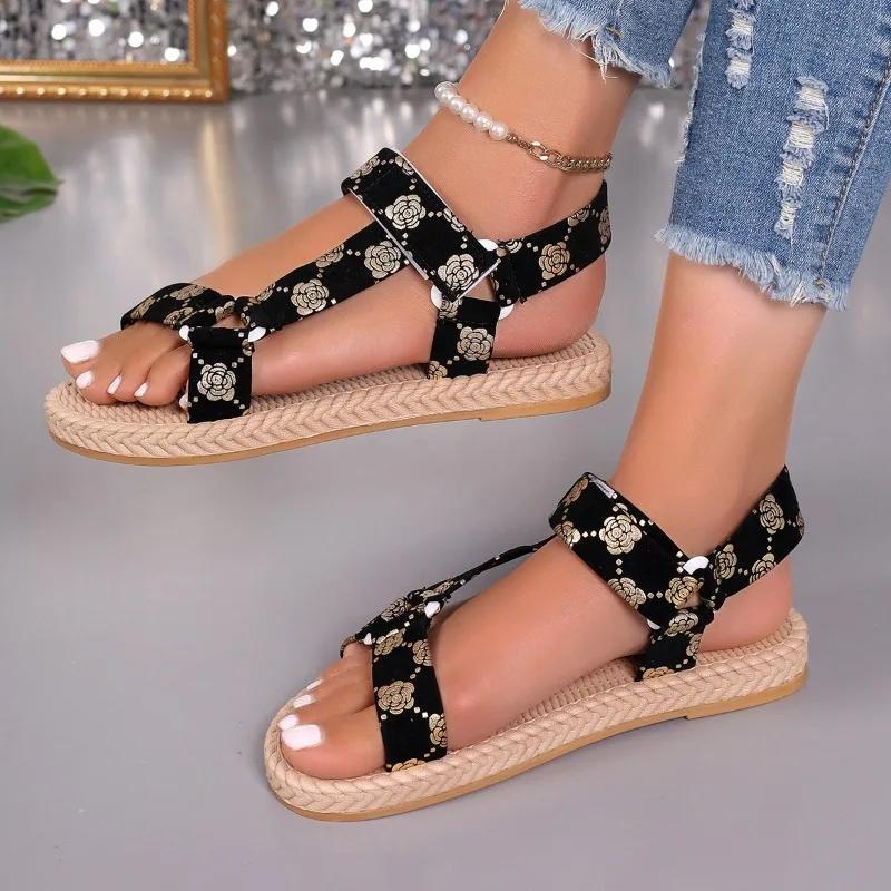 

Fashion Women s Sandals 2025 Summer New Hemp Rope Platform Footwear Ladies Beach Casual Sandals Comfortable Ethnic Style Shoes for Women 36