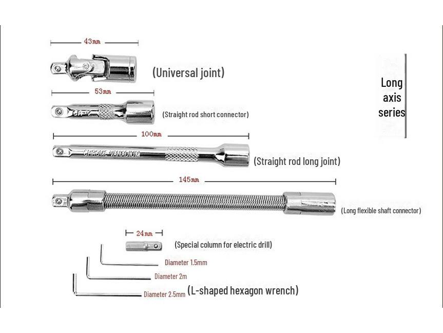 Set de scule de reparații auto cu 82 de piese, cheie cu clichet și cheie tubulară combinată