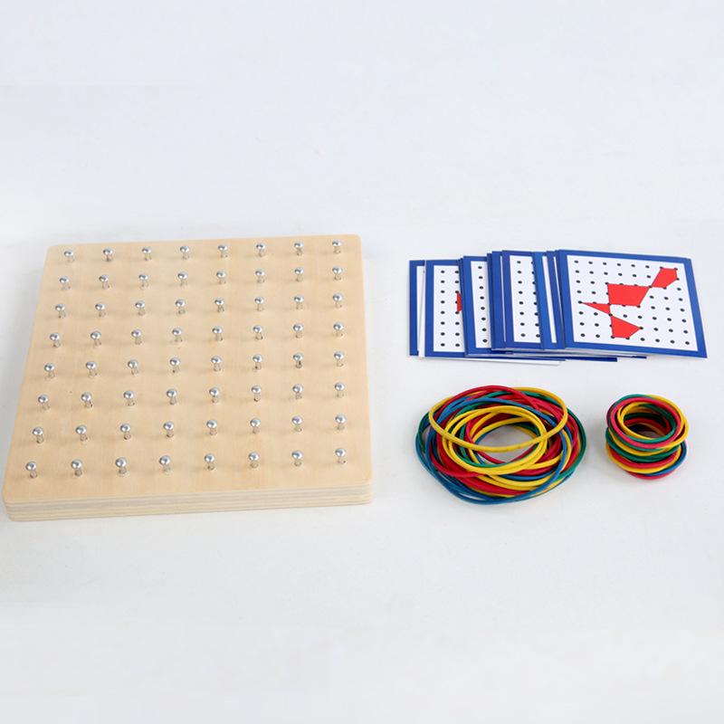 Montessori Geometric Pegboard: Creative Early Education Math Development Wooden Toy for Children.